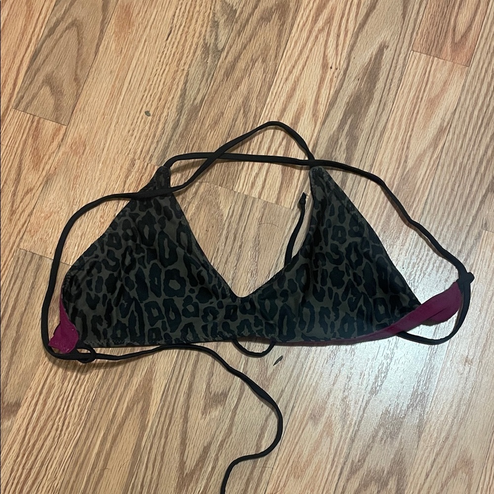 Savage Swim reversible Leopard Print Triangle Bikini Top